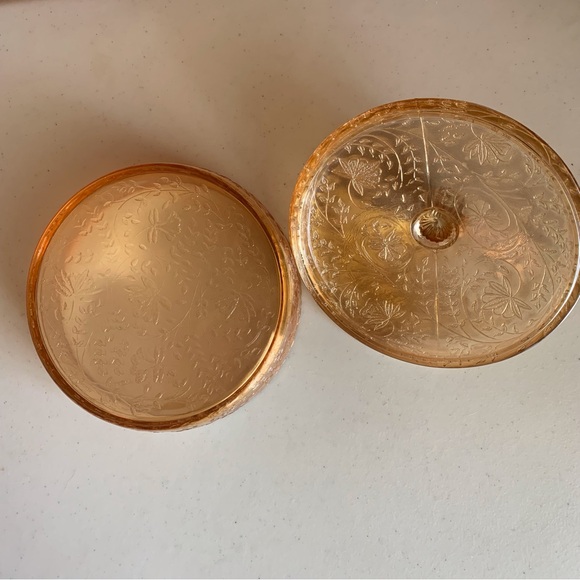 Iridescent Gold Carnival Jeannette Louisa Floragold Candy Cheese Dish & Lid - Picture 8 of 9